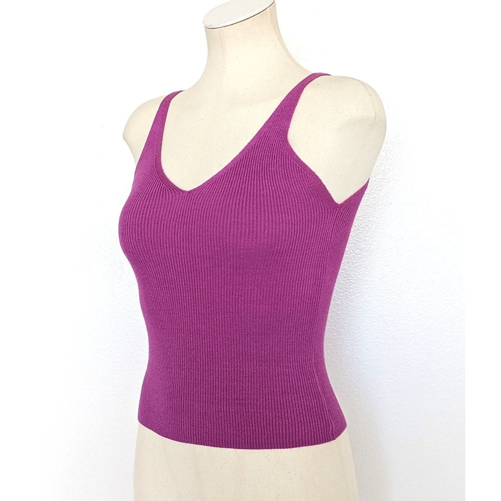 Vintage Y2K Levi's Purple Fuchsia Knit Ribbed Cropped Tank Top
